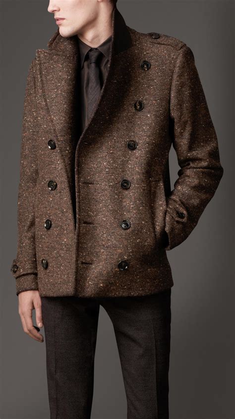 mens burberry overcoat|burberry wool pea coats men's.